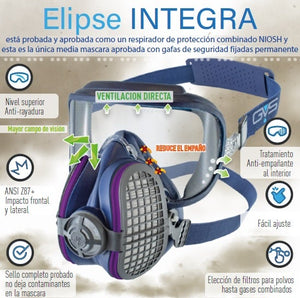 Respirador Elipse Integra P100 vs olores molestos filtros incluidos listo para usar